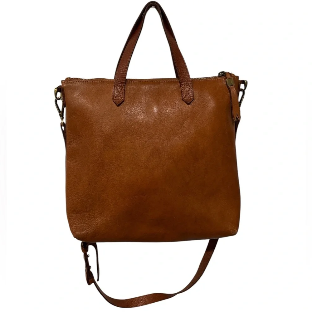 Madewell Brown Leather Tote Bag w long strap